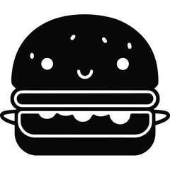 Adorable Kawaii Hamburger Illustration Cute Fast Food Clipart