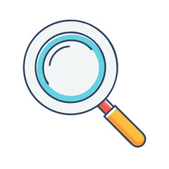 Illustration of a magnifying glass search tool for finding information and data analysis online