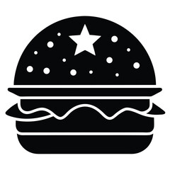 Star-Topped Burger Delicious Fast Food Icon