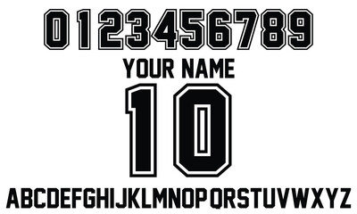 Jersey Number font, Varsity numbers font Vector and Clip art