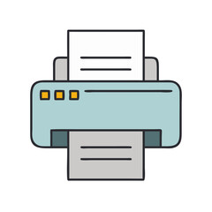 Find professional printer machine vector illustration for office and home use printing jobs