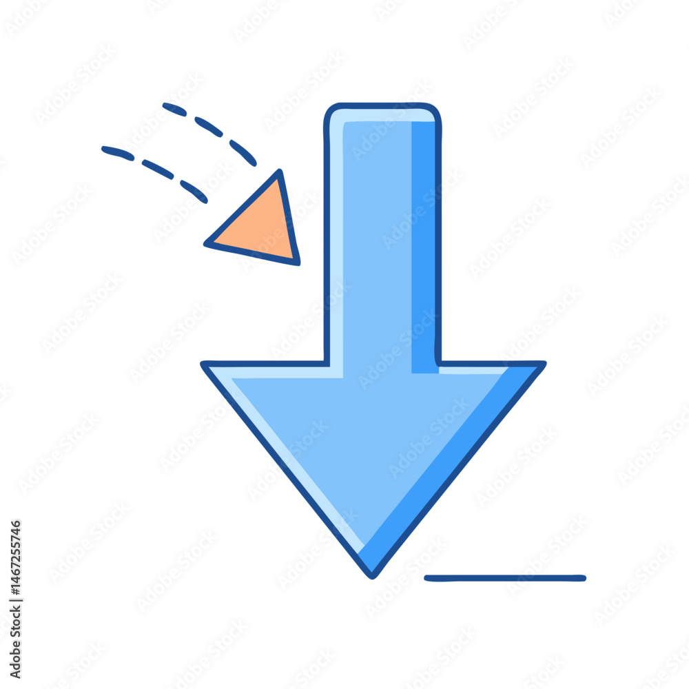 Poster arrow direction sign down right graphic illustration symbol pointer navigation guide design element