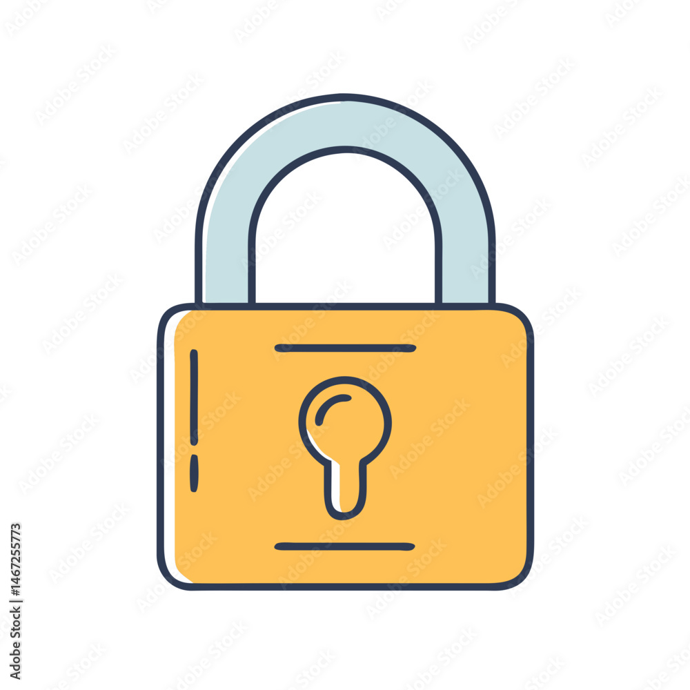 Poster isolated yellow padlock security concept for data protection and access control design element