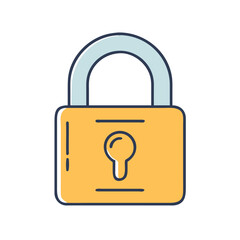 Isolated yellow padlock security concept for data protection and access control design element