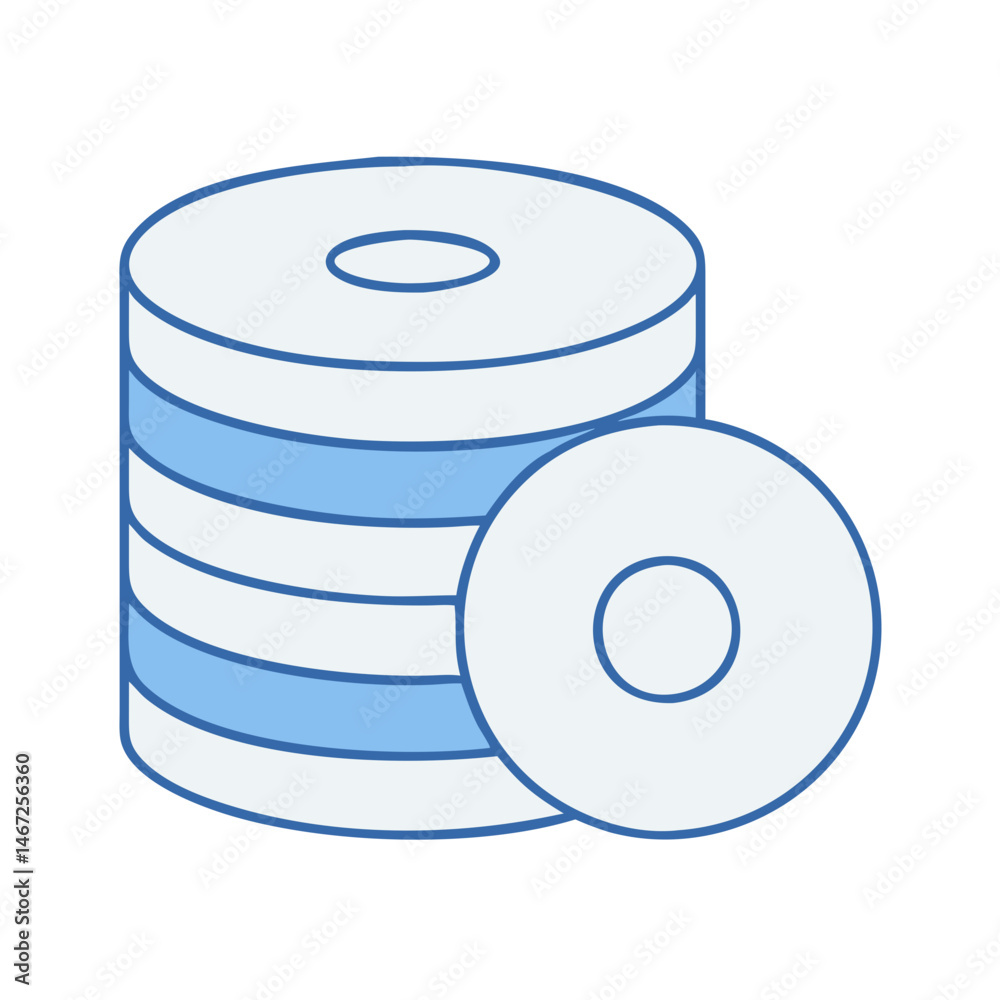 Poster Illustration of data storage disks stack for database server backup and cloud computing