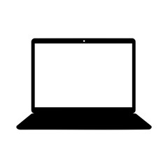 Black and white icon of a laptop computer with a blank screen