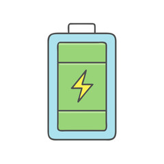 Battery power energy charge level indicator full low technology electric cell voltage icon symbol sign