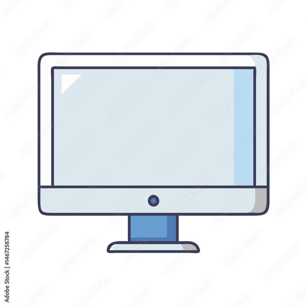 Poster illustration of a modern computer desktop monitor screen display for graphic design use and tech