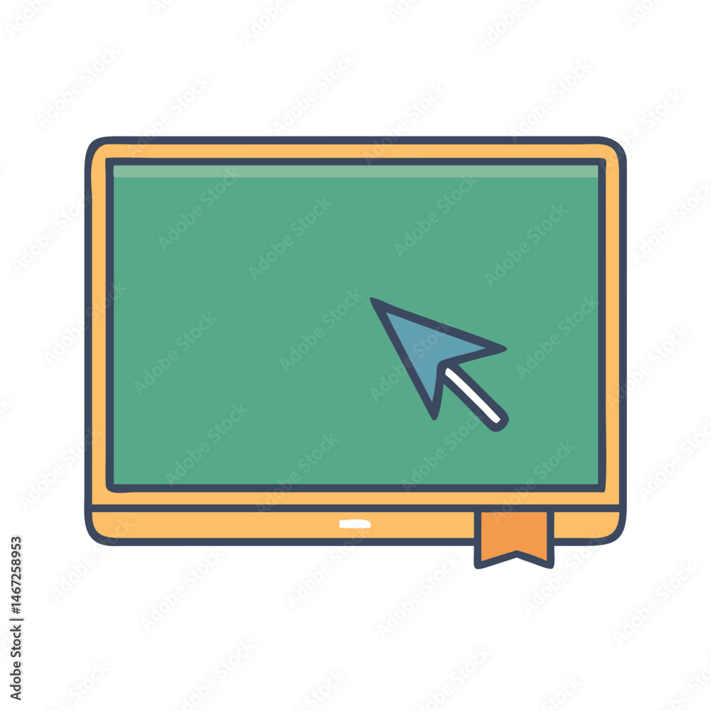 Poster Illustration of a computer screen with a cursor on the screen for web design and development