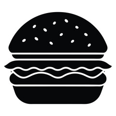 Delicious Burger Icon Simple Black and White Design