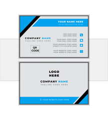 Modern business card template with blue,black & white colors. Flat design vector abstract creative - Vector  
