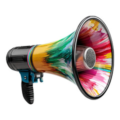 Colorful megaphone isolated on a transparent background