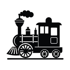 Vintage Steam Train Vector Silhouette