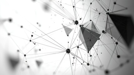 Abstract geometric network of interconnected pyramids