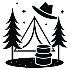 Camping Adventure Under the Stars with Tent and Firewood