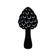 Morel Mushroom Vector Silhouette