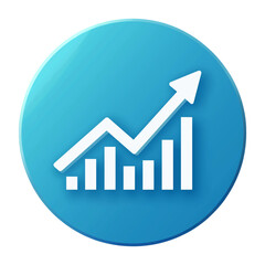 3D business growth icon, blue finance progress graph, statistic symbol, isolated design.