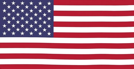 The waving american flag, a national symbol of the united states with its iconic red and white stripes and blue field of stars, flutters against a white backdrop, embodying freedom and patriotism