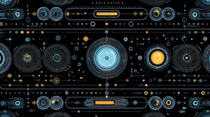 Fototapeta premium Futuristic abstract design with circular patterns and glowing elements