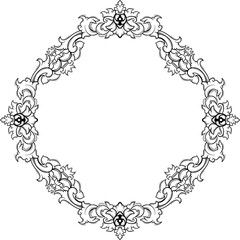 Intricate floral frame ideal for invitations or elegant design projects.
