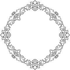 A decorative circular frame suitable for invitations or websites, featuring intricate floral patterns.