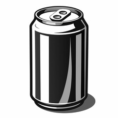 Realistic Silver Soda Can Icon with Pull Tab - Metallic Design