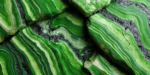 Obraz premium Green malachite stone texture with layered pattern and cracks