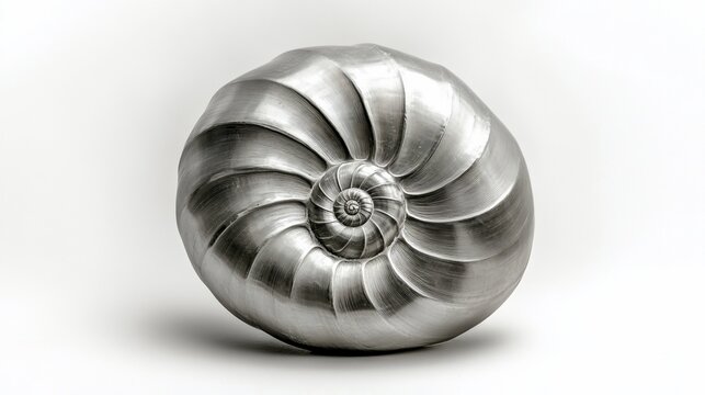 Sculptural Nautilus Shell in Polished Metal