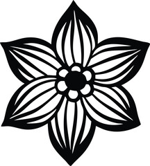 Black and white floral vector design with a lily blossom, showcasing a nature-inspired, decorative plant element