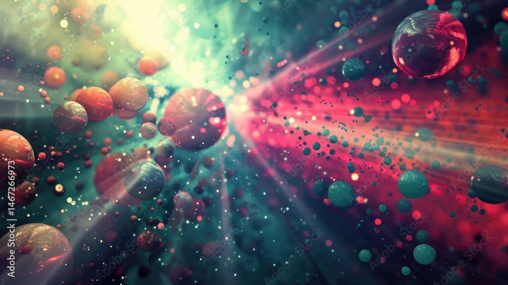 Poster abstract picture of colorful geometric particle with sparkle style design connect become energy stru