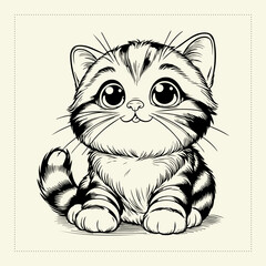 Cute and versatile Cat illustrations for t-shirts, stickers, books, and digital designs—perfect for commercial or personal projects