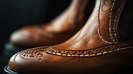 Artisan Crafted Leather Brogues: Exquisite Detailing in Brown Leather