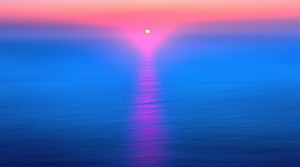 Fototapeta premium Stunning sunset over the calm ocean water with vibrant colors filling the sky and reflecting