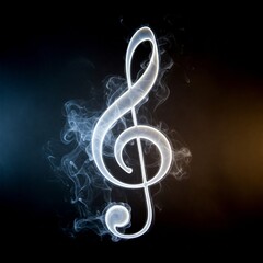 Clé de sol, symbole de musique en forme de nuage de fumée blanche