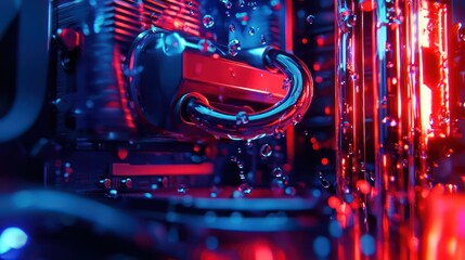 Abstract digital composition red blue hues technology concept