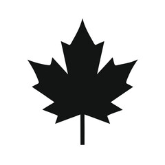 Black Maple Leaf Icon Vector.
