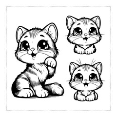 Cute and versatile Cat illustrations for t-shirts, stickers, books, and digital designs—perfect for commercial or personal projects