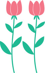 Vector floral illustration with a pink rose and abstract flower design, showcasing a seamless pattern of spring nature's beauty