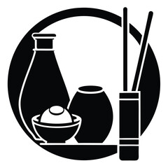 Japanese Tea Ceremony Still Life of Traditional Utensils