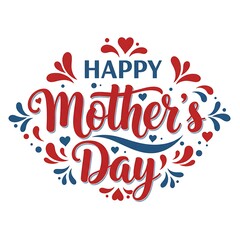 Fototapeta premium Happy mother's day greeting card with hearts isolated on white background