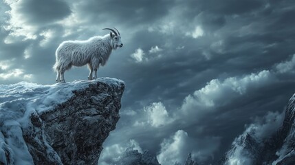 Animal on cliff silhouette mountain landscape