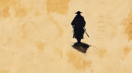 Minimalist Ink Painting of a Lone Samurai © SepazWorks