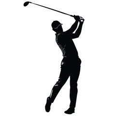 Obraz premium Golf Swing Silhouette Powerful Action Shot Illustration
