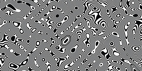 Black wavy lines and shapes, abstract vector background, creative pattern