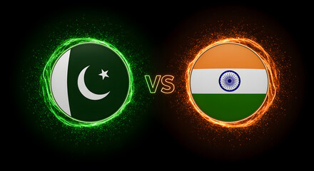 India vs Pakistan Rivalry: Flags in Fiery Competition