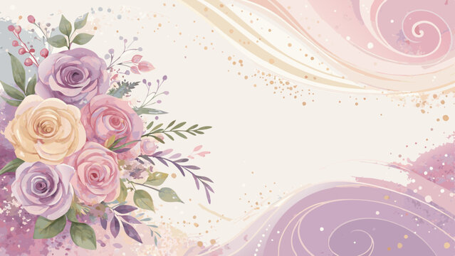 Dreamy Watercolor Wedding Background – Soft Pink, Lavender & Cream Gradient with Copy Space"