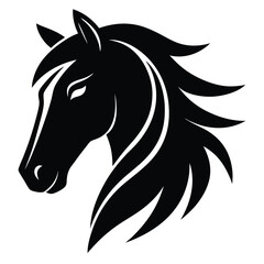 Elegant Black Horse Head Silhouette Vector Illustration