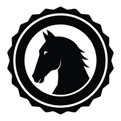 Elegant Horse Head Silhouette in Circular Badge Design