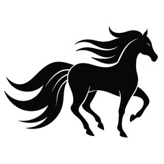 Majestic Stallion Black Horse Silhouette Illustration
