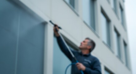Fototapeta premium Professional Building Exterior Cleaning Pressure Washing Services for Commercial Properties